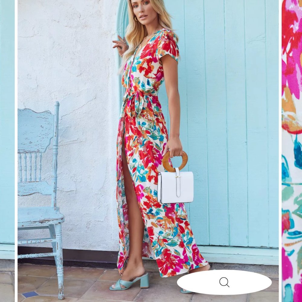 WHAT IN CARNATION BARDOT WRAP MAXI DRESS
